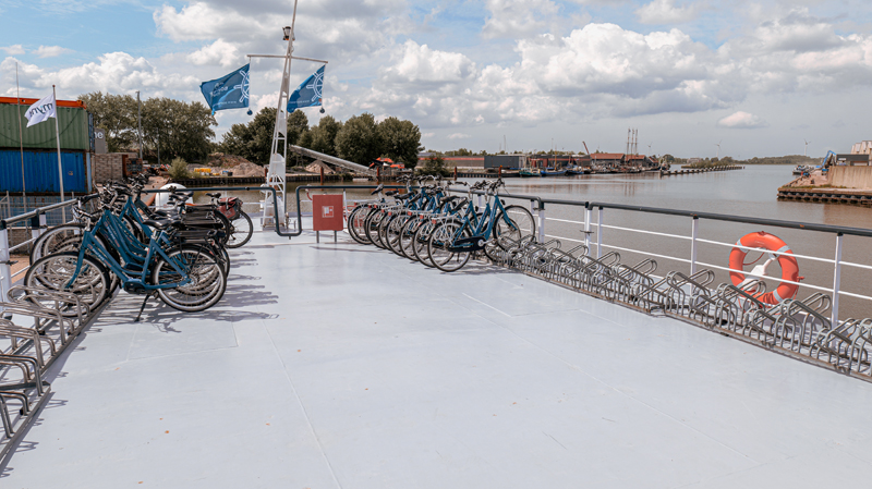 Bikes were stored on the boat deck each evening and brought onto the dock each morning for us to use.